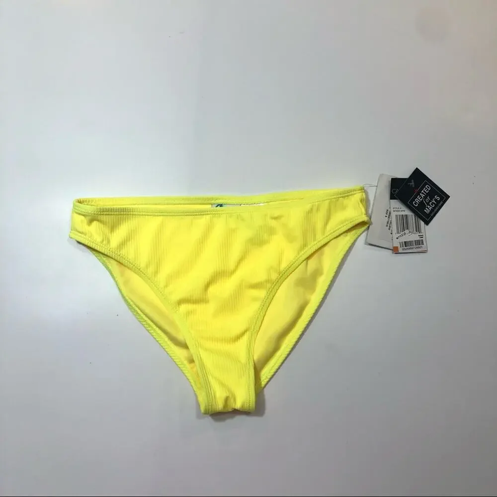 California Waves YELLOW Ribbed Bikini Swim Bottom